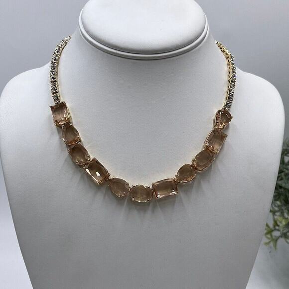 KATE SPADE NEW YORK "Draped Jewels" Blush MultiShaped Clear Rhinestone Necklace - Picture 1 of 16